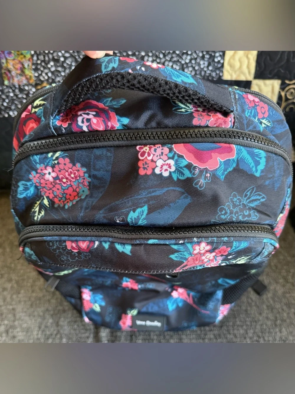 Vera Bradley Rose Foliage Reactive Grand Backpack with Pink & Teal Floral Print